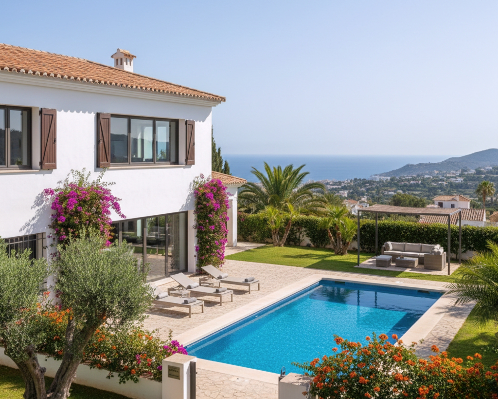Residential property located along the Spanish coastline, overlooking the sea.